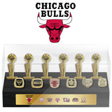 Chicago Bulls NBA Trophy And Ring Display Case SET