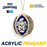 2023 Michigan Wolverines Back To Back To Back Football Big Ten National Team Keychain & Pendant