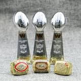 【WASHINGTON REDSKINS 】Set 3 Trophys and 3 Pcs Rings Championship Super Bowl + Box NFL