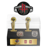 Houston Rockets NBA Trophy And Ring Display Case SET