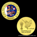 New 2022 Qatar World Cup Souvenir Fan Commemorative Coins 32 National Football Team Gold Silver Challenge Coins