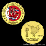 New 2022 Qatar World Cup Souvenir Fan Commemorative Coins 32 National Football Team Gold Silver Challenge Coins